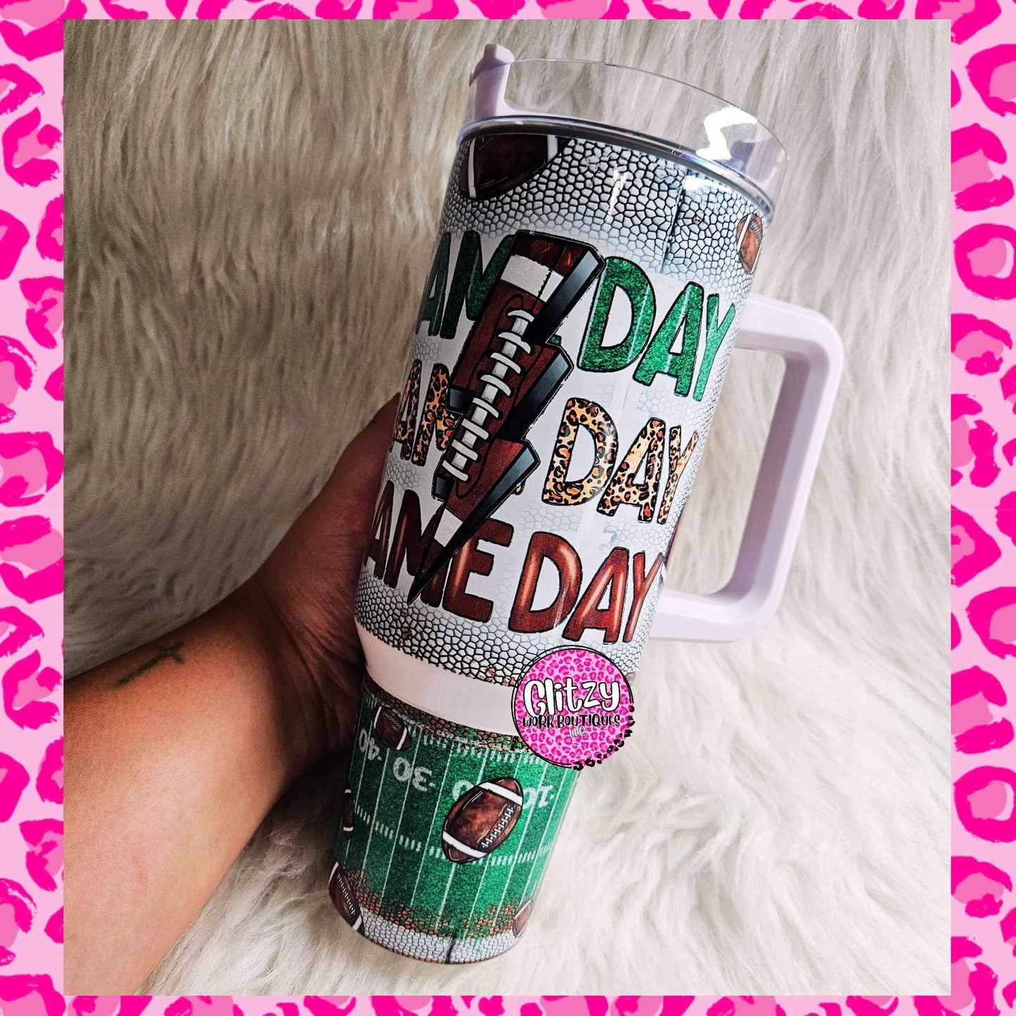 GAME DAY FOOTBALL MOM DUPE 40OZ TUMBLER