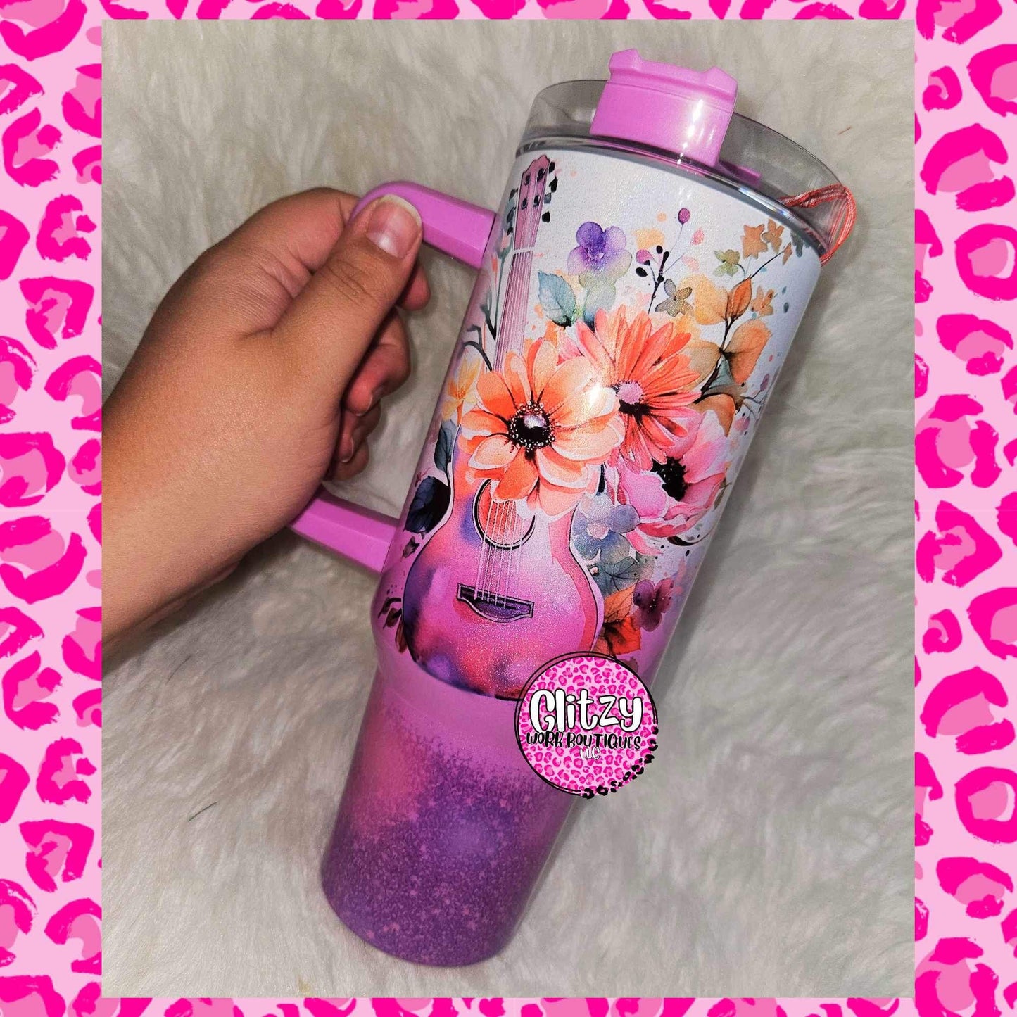 FUELED BY COFFEE & COUNTRY MUSIC HOLOGRAPHIC OMBRE DUPE 40OZ TUMBLER