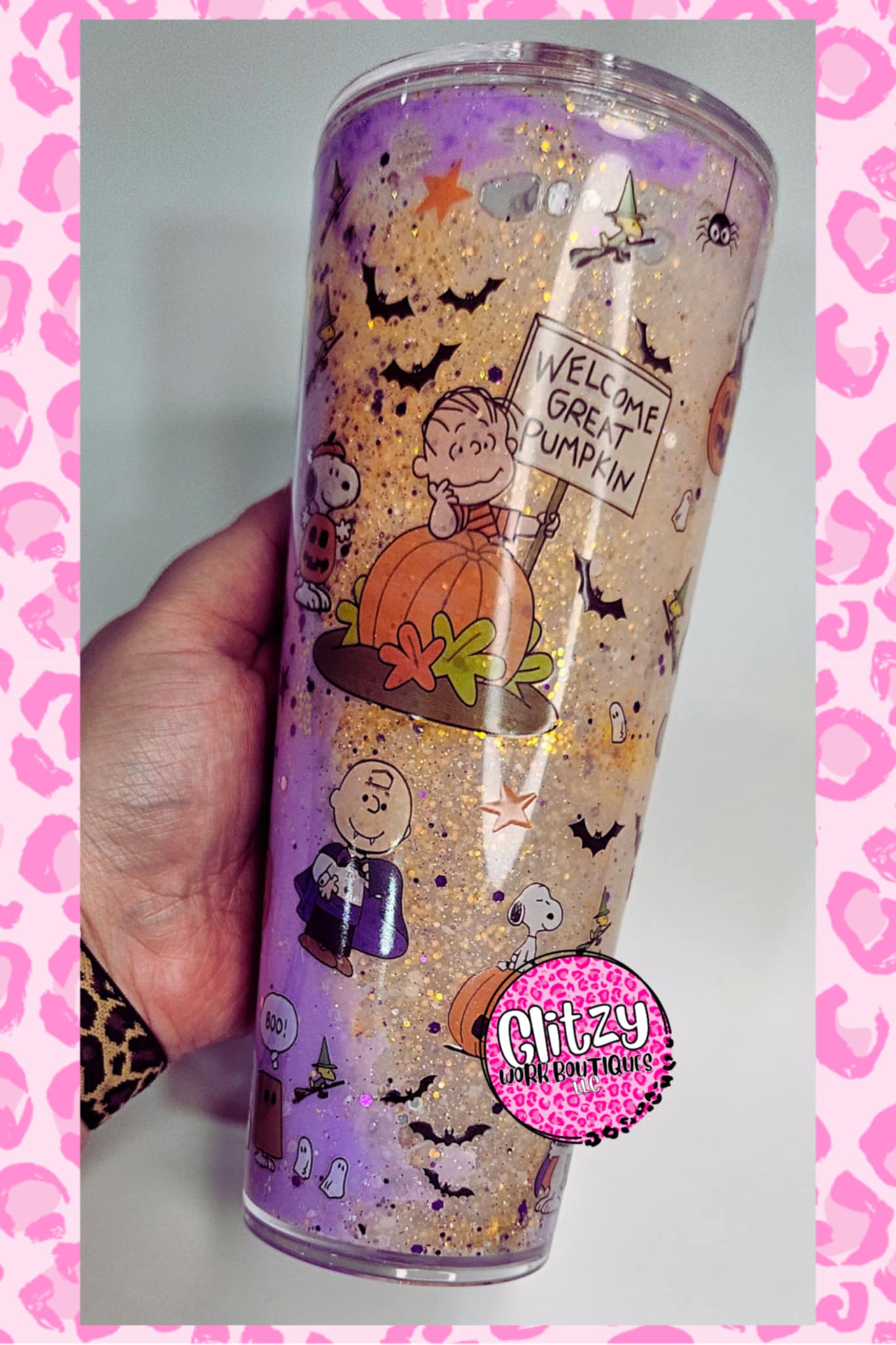 24oz GREAT BIG PUMPKIN DUAL LAVA DRIP SNOW GLOBE TUMBLER