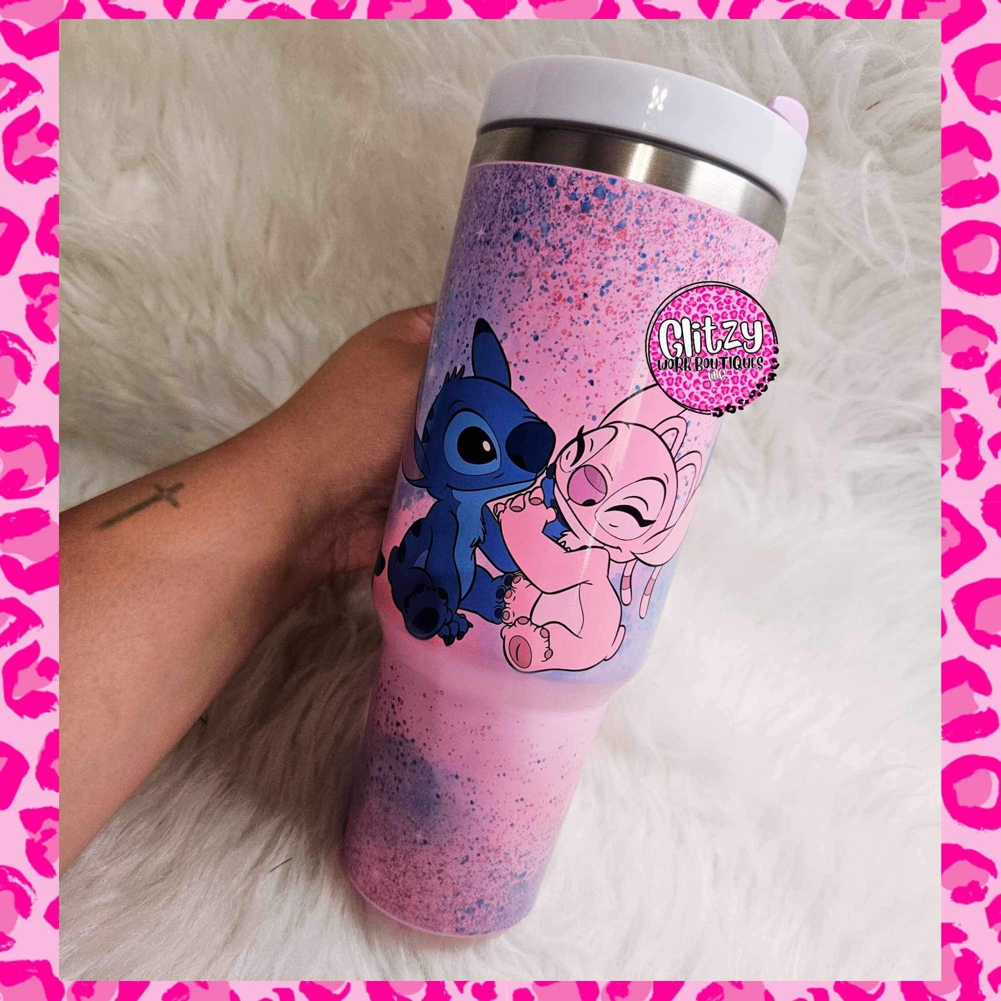 PINK & BLUE CHARACTER PASTEL DUPE 40OZ TUMBLER