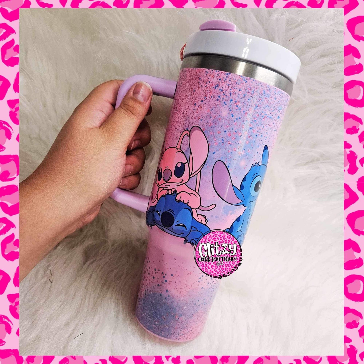 PINK & BLUE CHARACTER PASTEL DUPE 40OZ TUMBLER