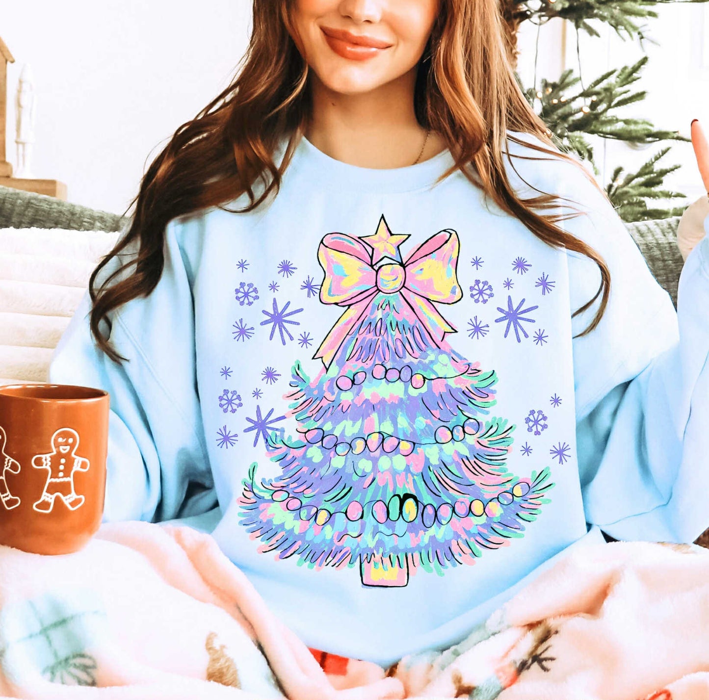 GLITTER COQUETTE CHRISTMAS TREE PRINTED APPAREL
