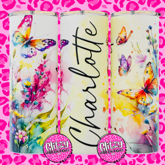 FLORALLY BUTTERFLY TUMBLER PERSONALIZATION AVAILABLE