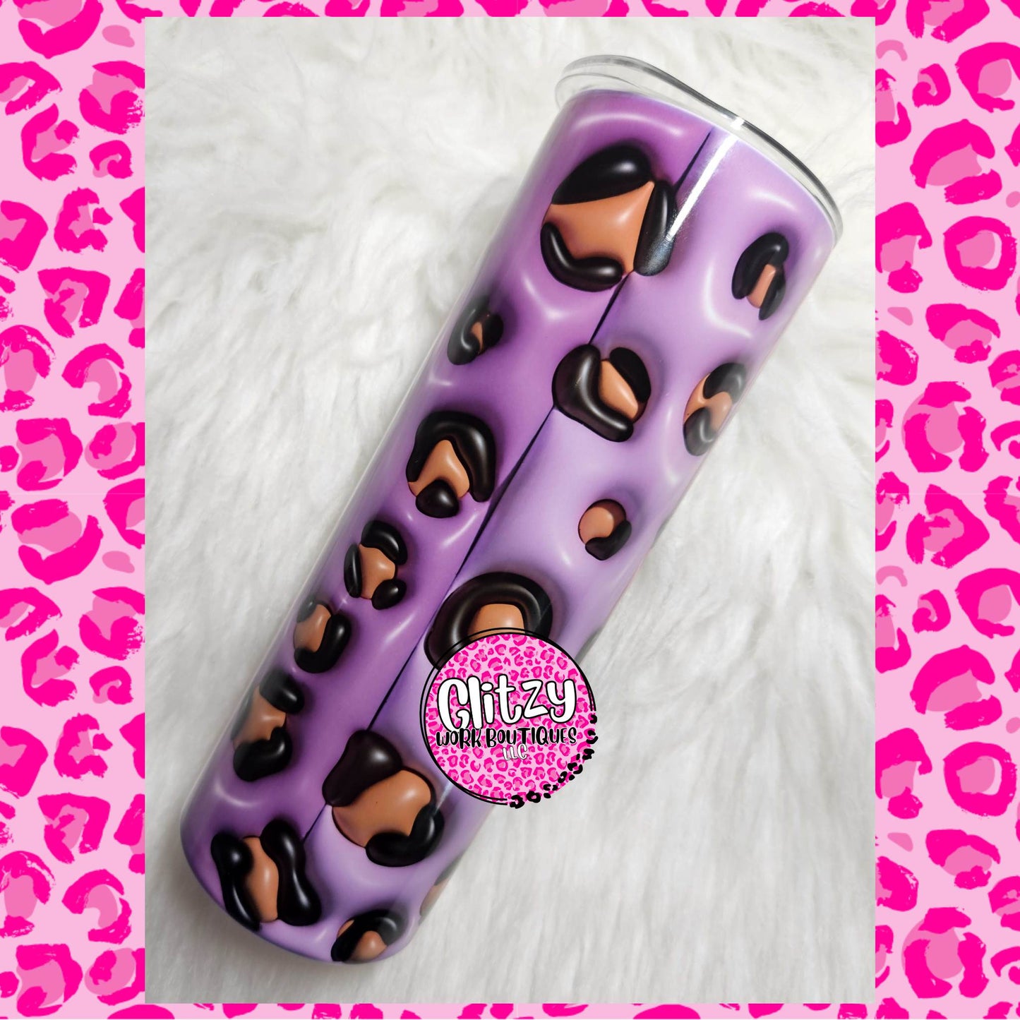 MAMA PUFF LEOPARD PURPLE & PINK TUMBLER