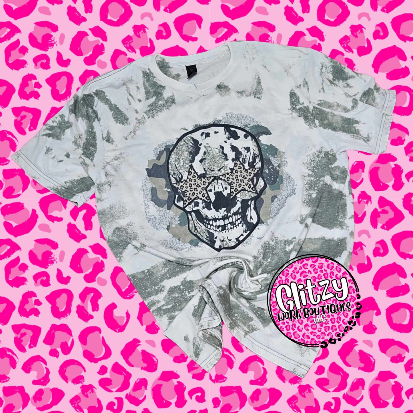 CAMO SKULL BLEACHED TEE