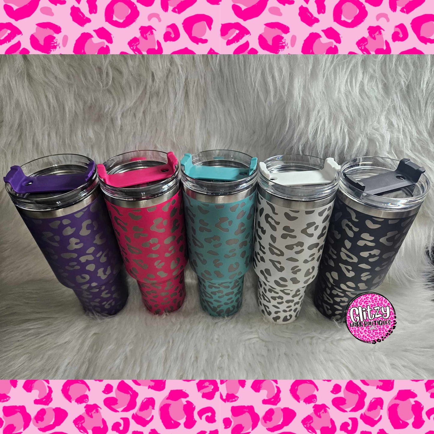 LASER ENGRAVED LEOPARD PRINT 40oz DUPE TUMBLER'S