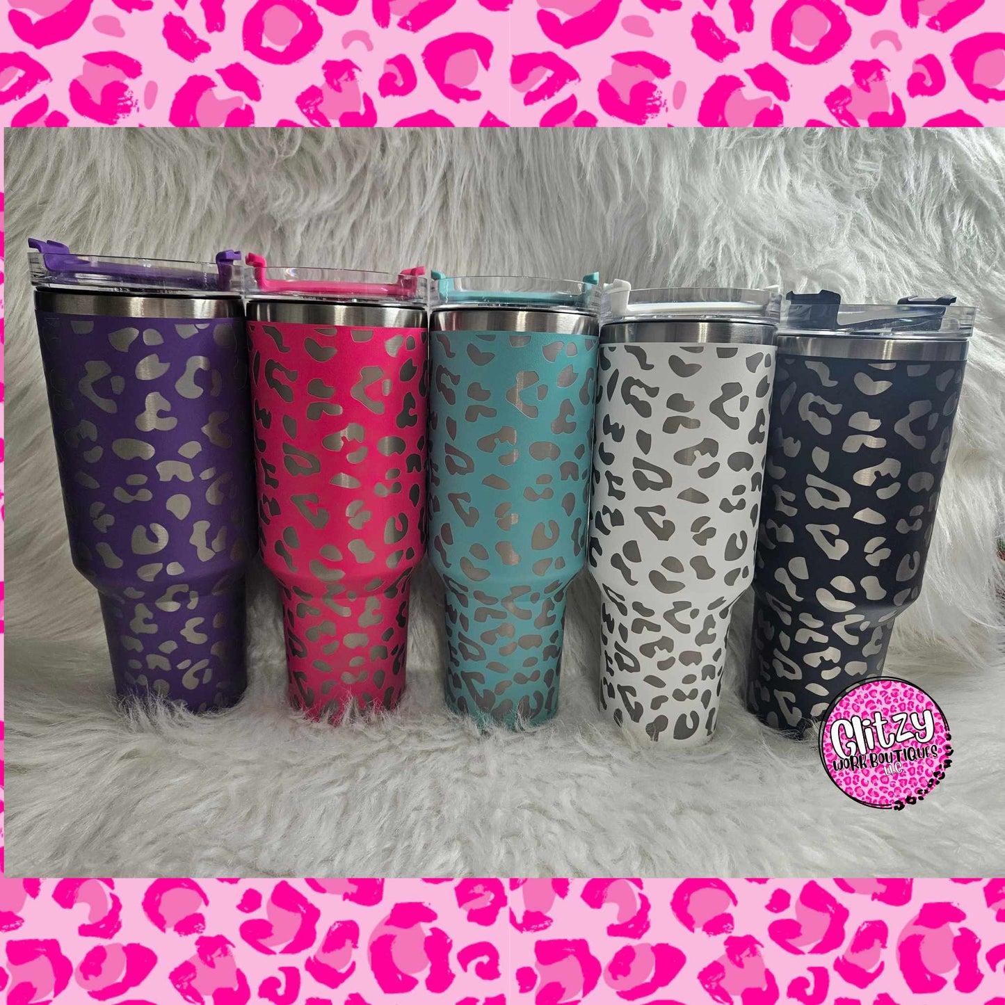 LASER ENGRAVED LEOPARD PRINT 40oz DUPE TUMBLER'S