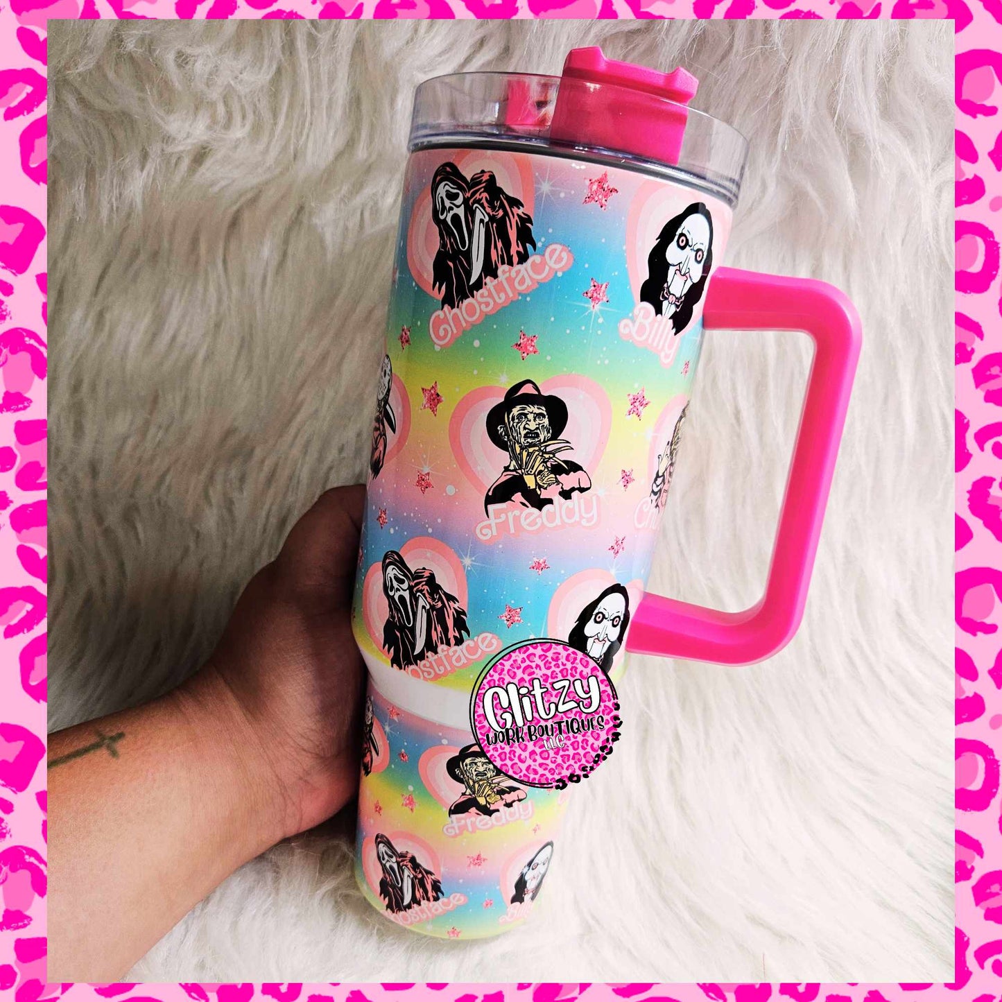 PASTEL HORROR CHARACTER DUPE 40OZ TUMBLER