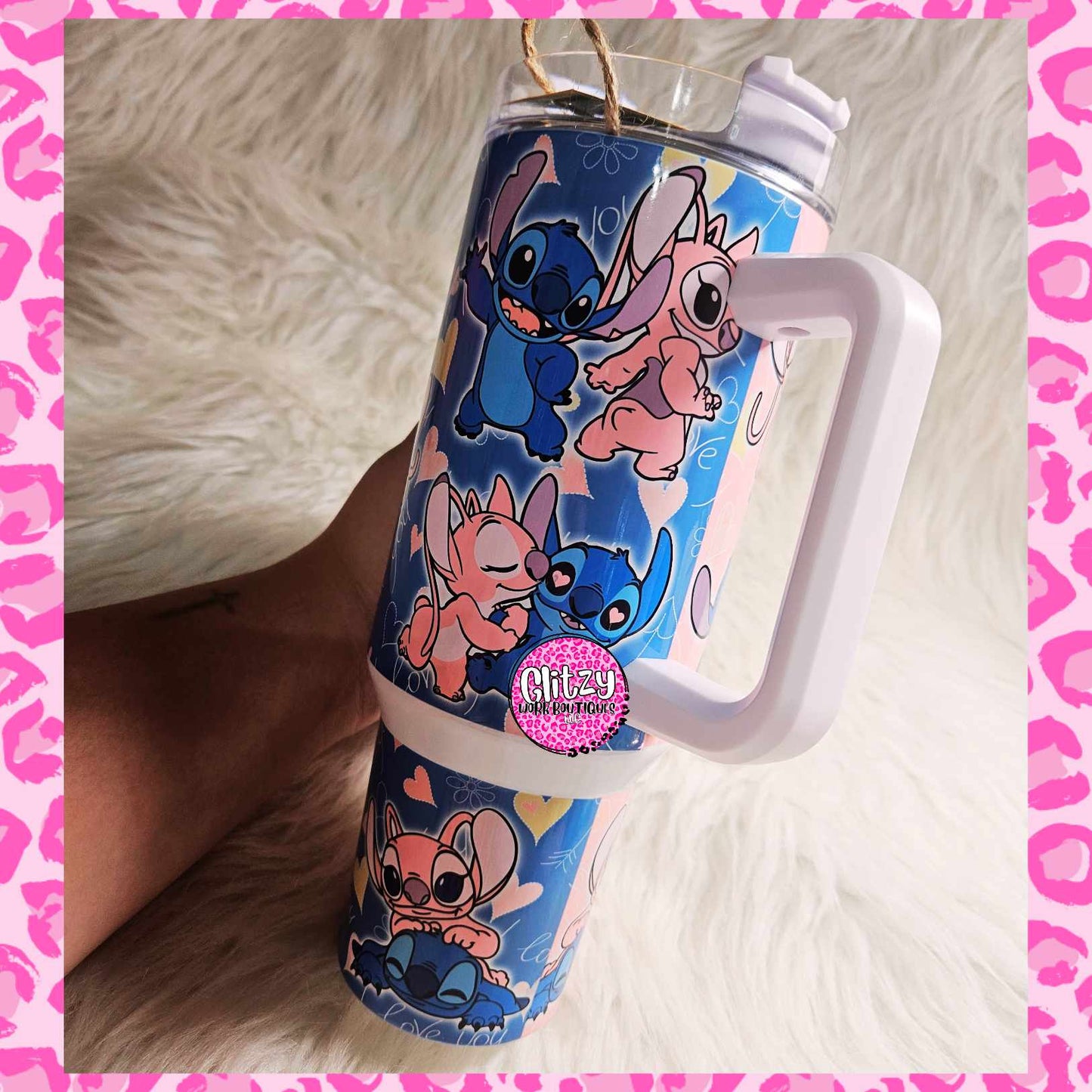 BLUE & PINK CHARACTER DUPE 40OZ TUMBLER