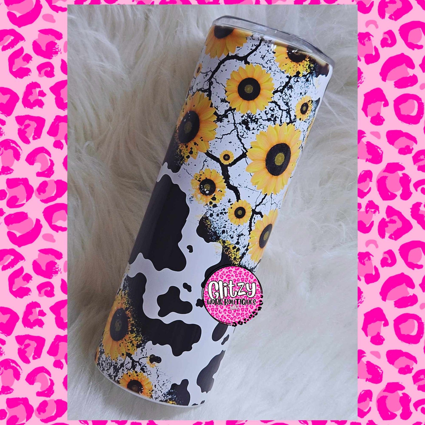 SUNFLOWER COWPRINT SWIRL TUMBLER