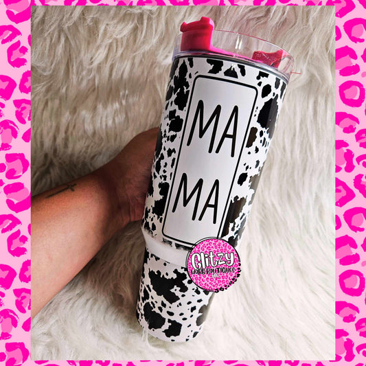 MAMA COWPRINT DUPE 40OZ TUMBLER