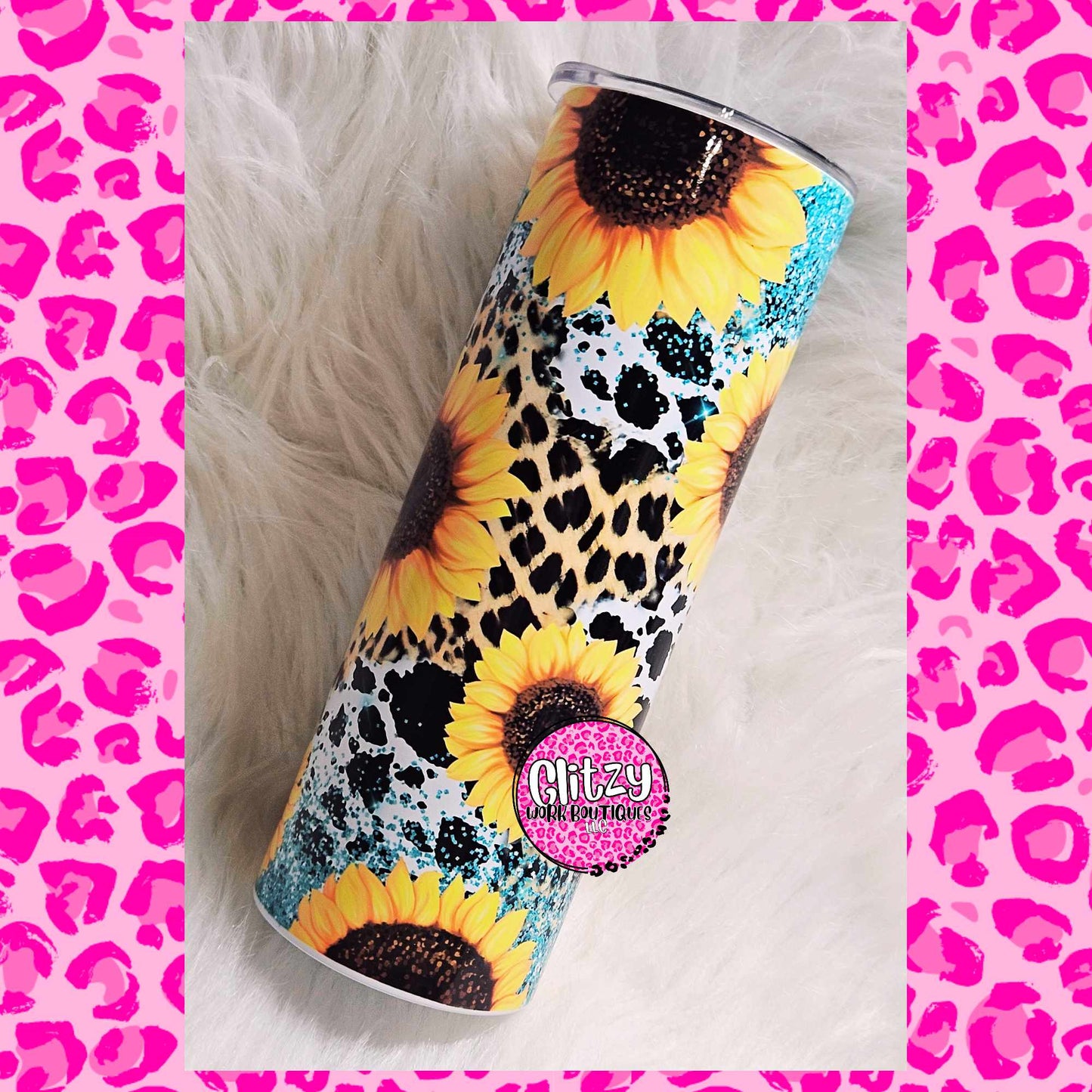 SUNFLOWER COWPRINT & LEOPARD TUMBLER