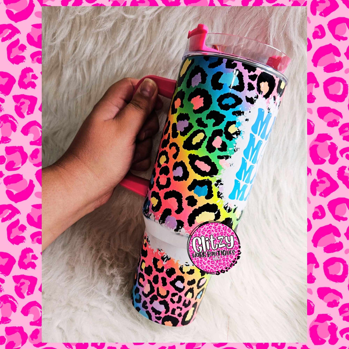 MAMA COLORFUL LEOPARD DUPE 40OZ TUMBLER