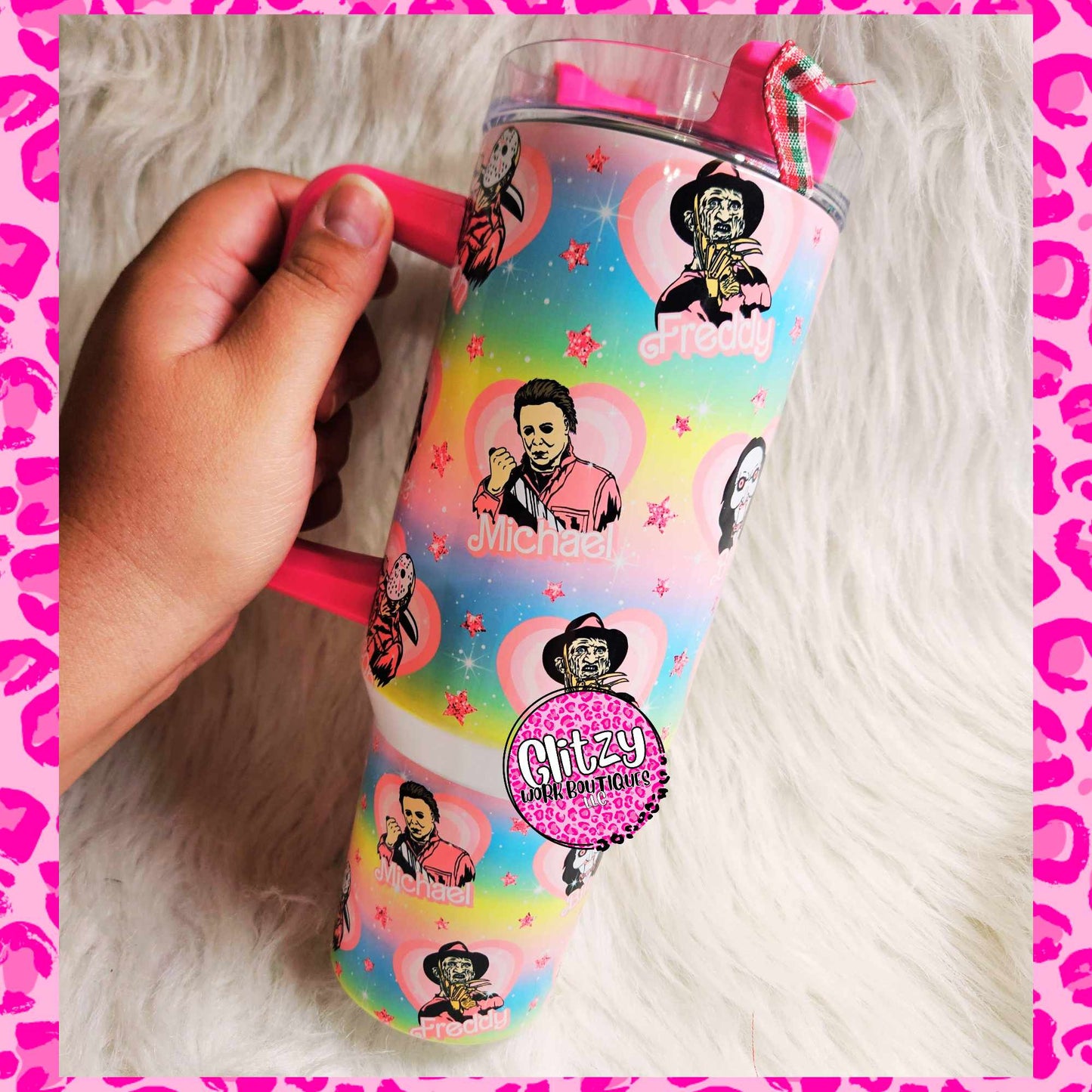 PASTEL HORROR CHARACTER DUPE 40OZ TUMBLER