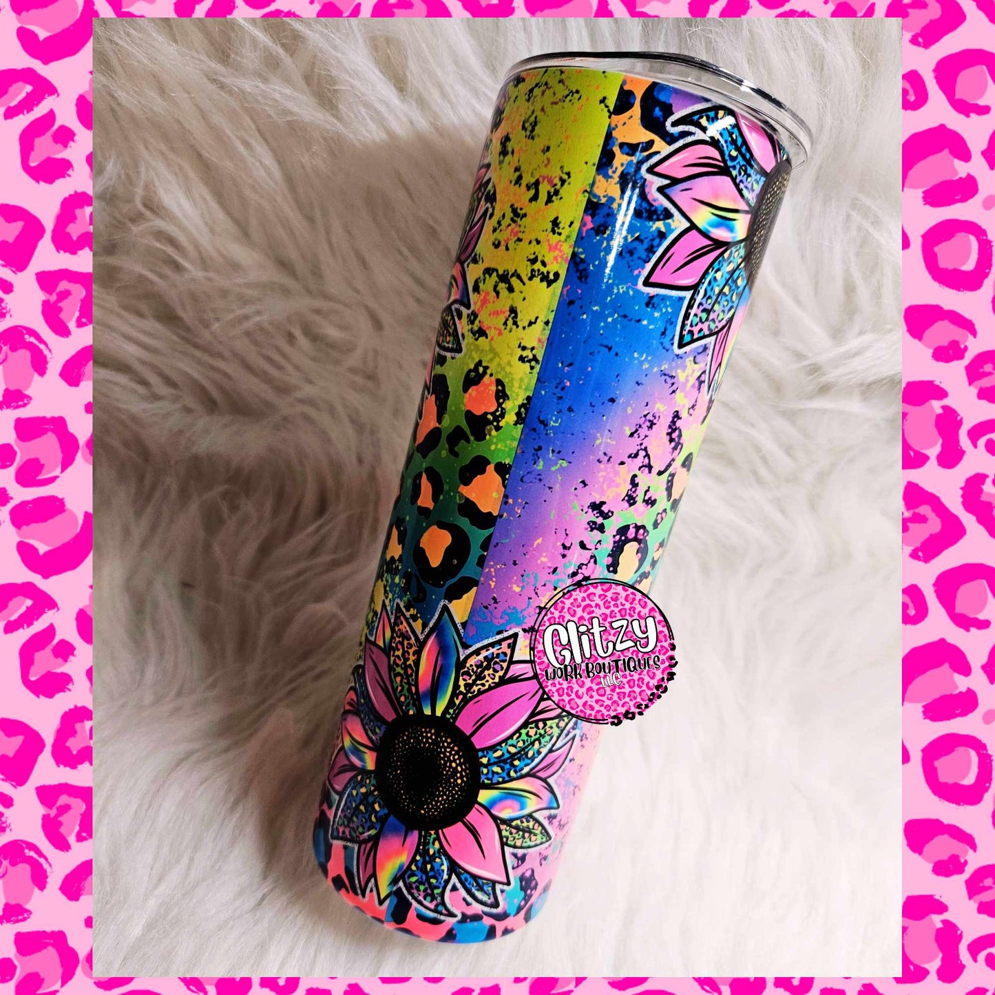 COLORFUL SUNFLOWER LEOPARD TUMBLER