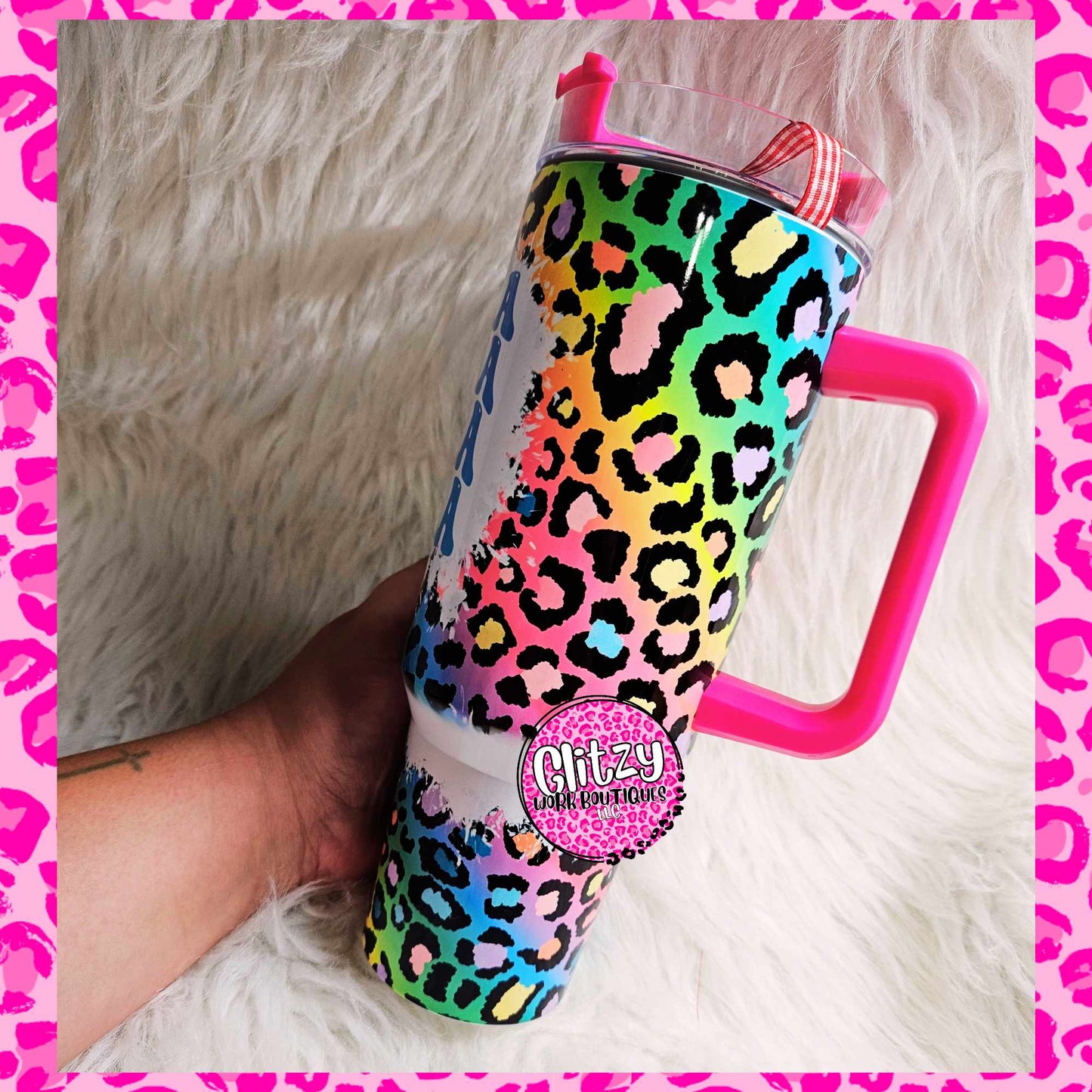 MAMA COLORFUL LEOPARD DUPE 40OZ TUMBLER