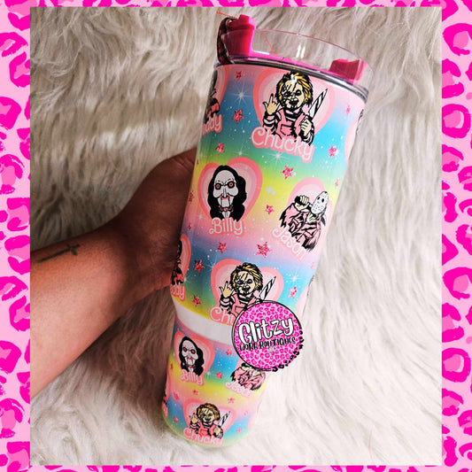 PASTEL HORROR CHARACTER DUPE 40OZ TUMBLER