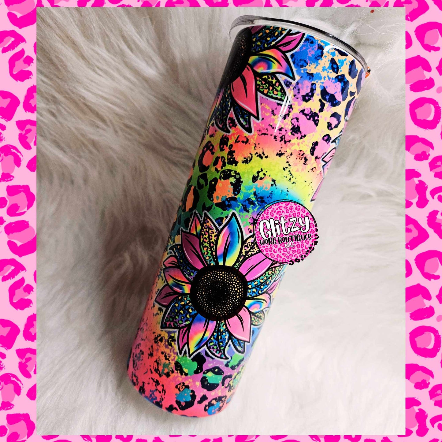 COLORFUL SUNFLOWER LEOPARD TUMBLER