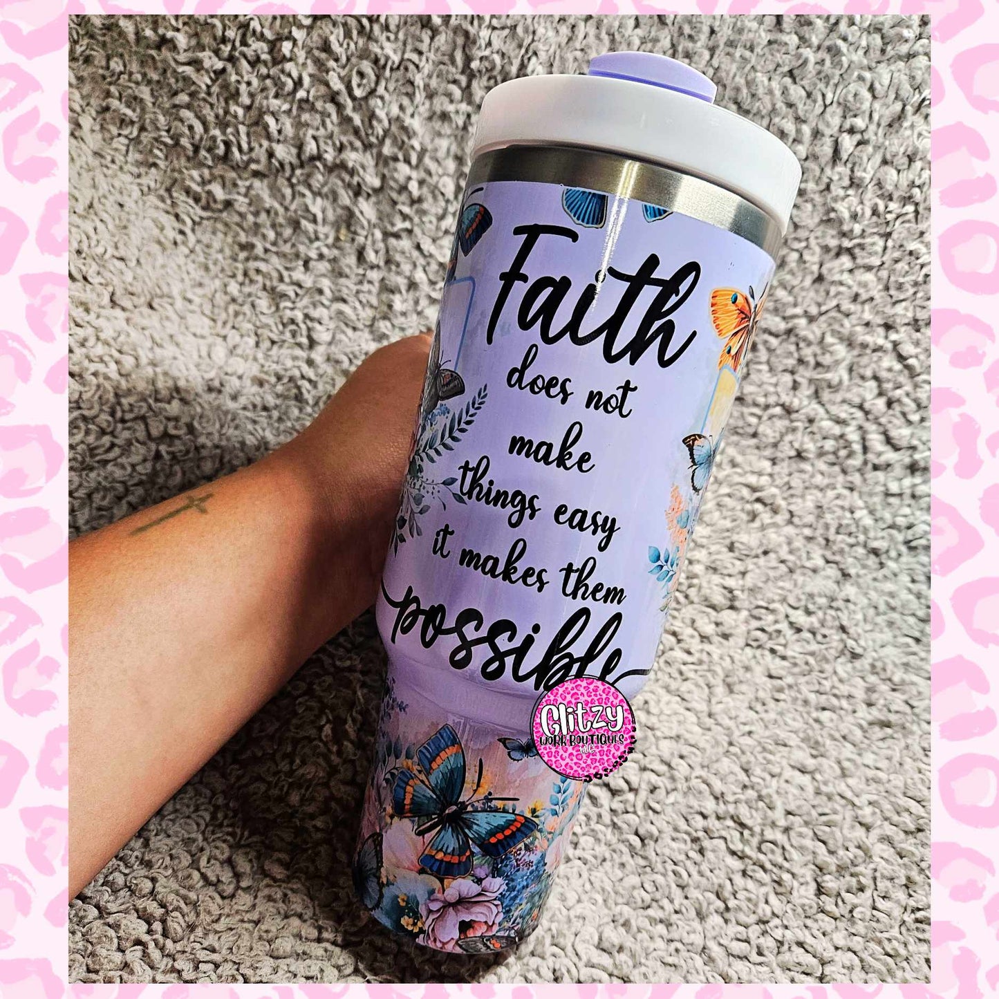 FAITH DOES NOT MAKE THINGS EASY PASTEL DUPE 40OZ TUMBLER