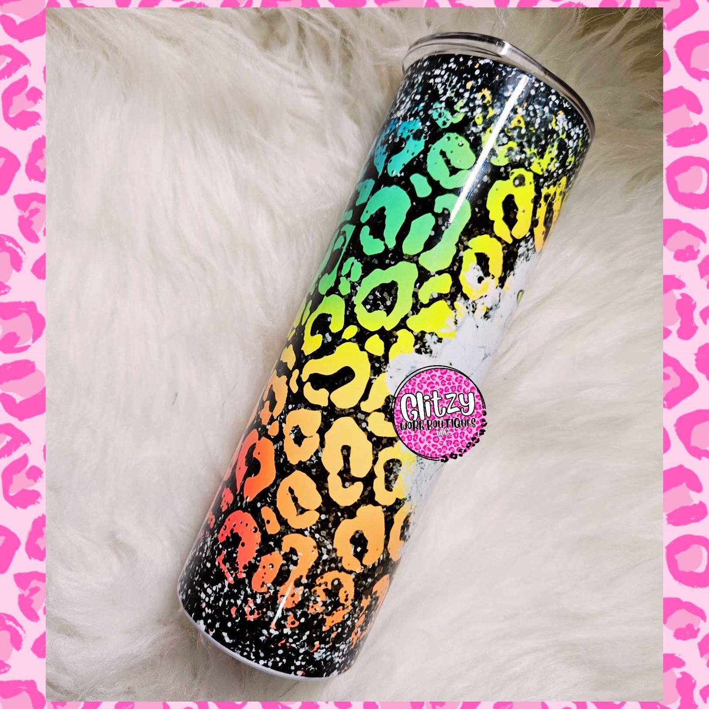 MOM LIFE LEOPARD NEON TUMBLER