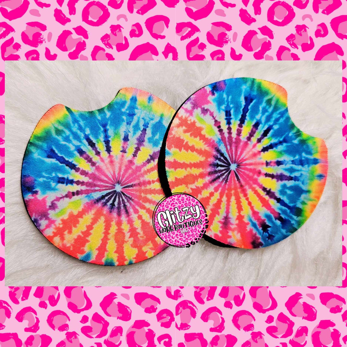 COLORFUL BRIGHT TIE DYED CAR COASTER