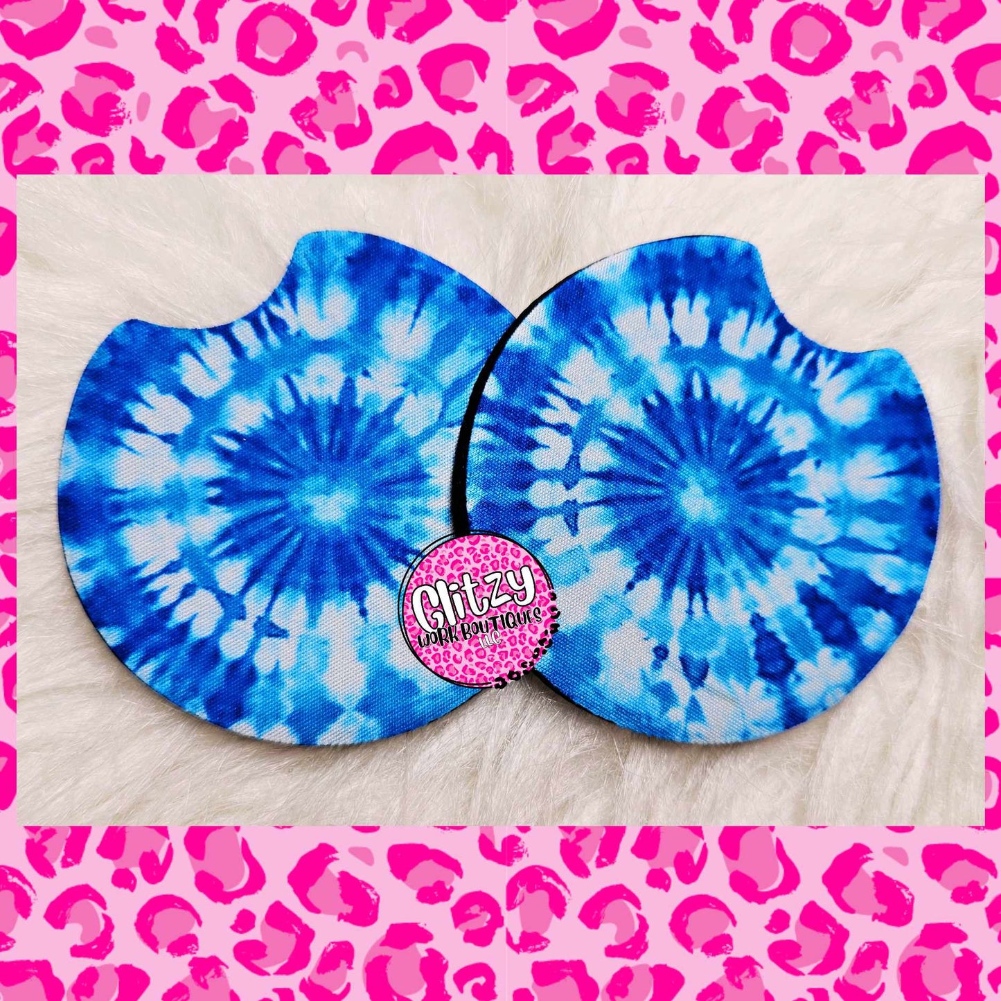 BLUE TIE DYED CAR COASTER