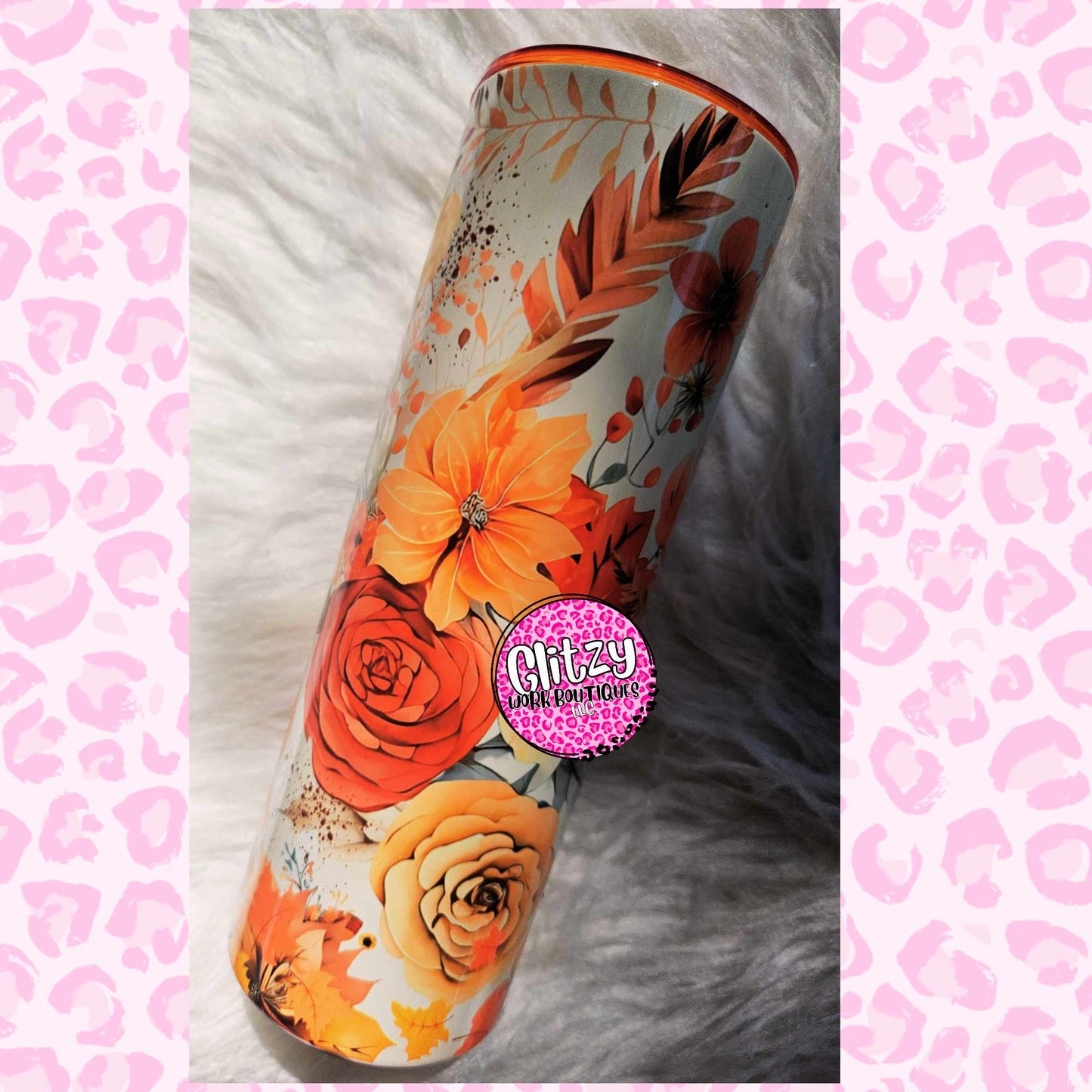 ORANGE FLORAL COUNTRY FALL TUMBLER