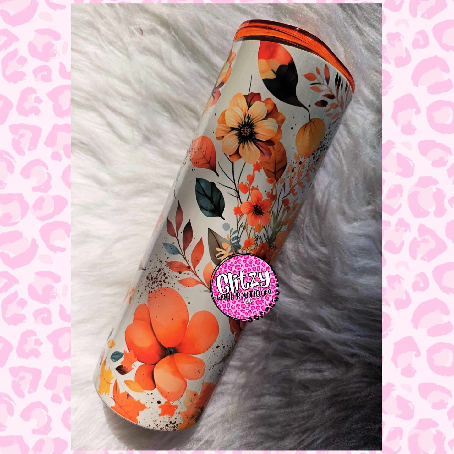 ORANGE FLORAL COUNTRY FALL TUMBLER