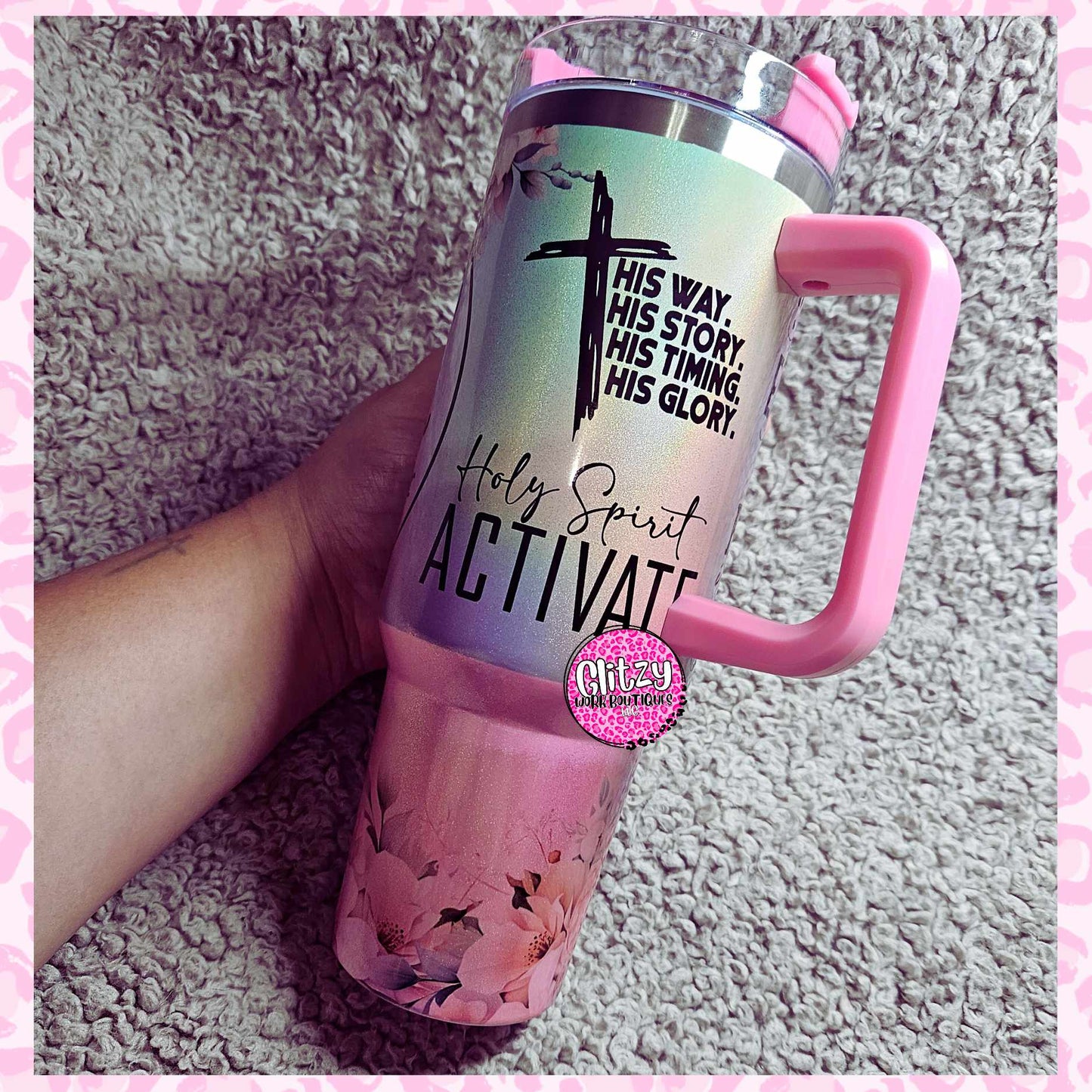 FAITH OVER FEAR HOLOGRAPHIC OMBRE DUPE 40OZ TUMBLER