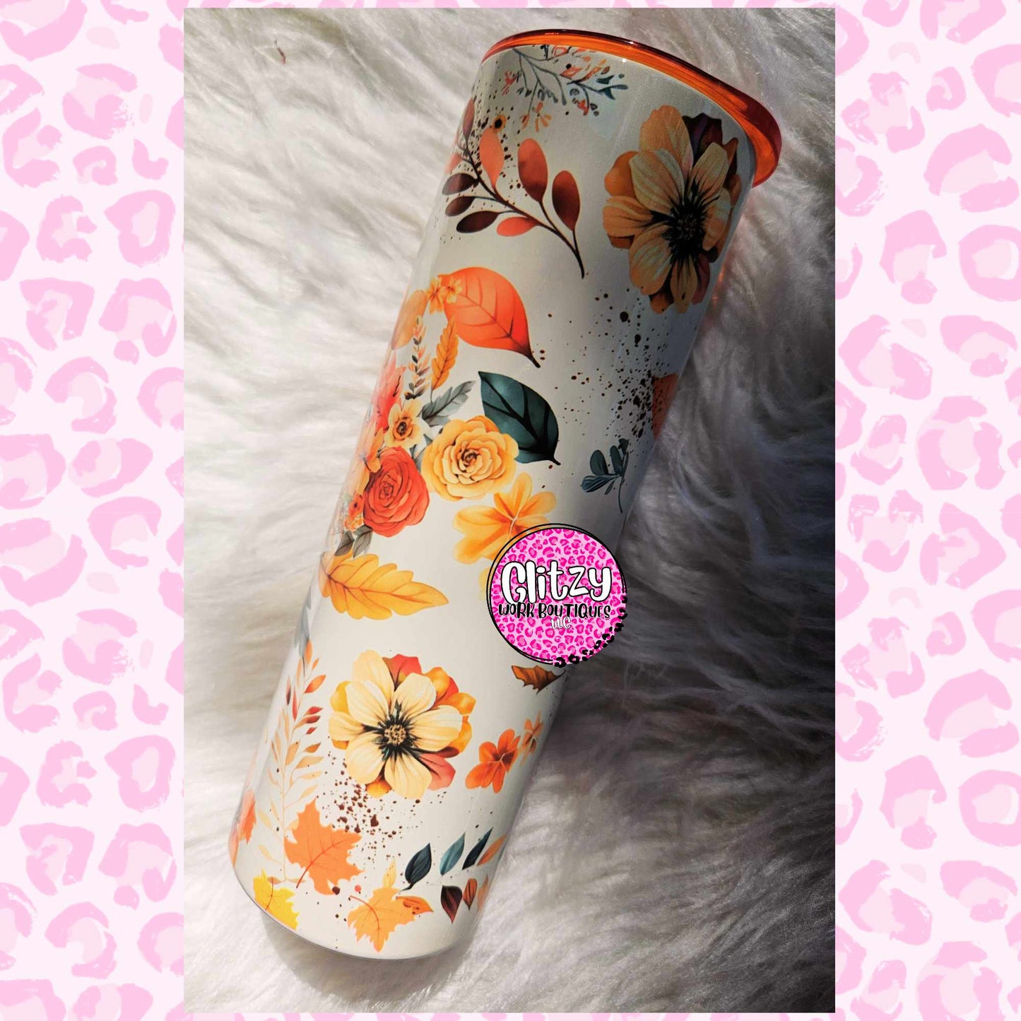 ORANGE FLORAL COUNTRY FALL TUMBLER