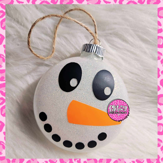 SNOWMAN GLASS CHRISTMAS ORNAMENT