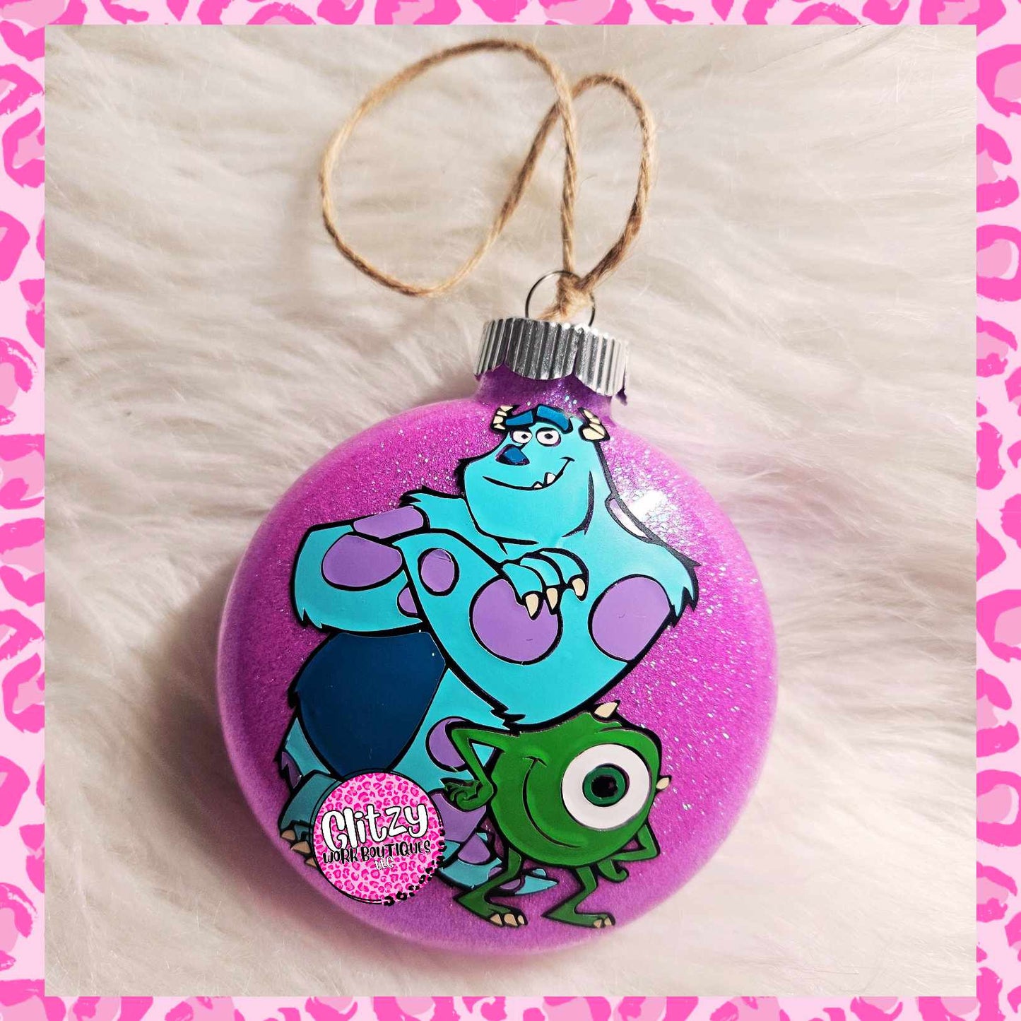 BLUE & GREEN CHARACTER GLASS CHRISTMAS ORNAMENT