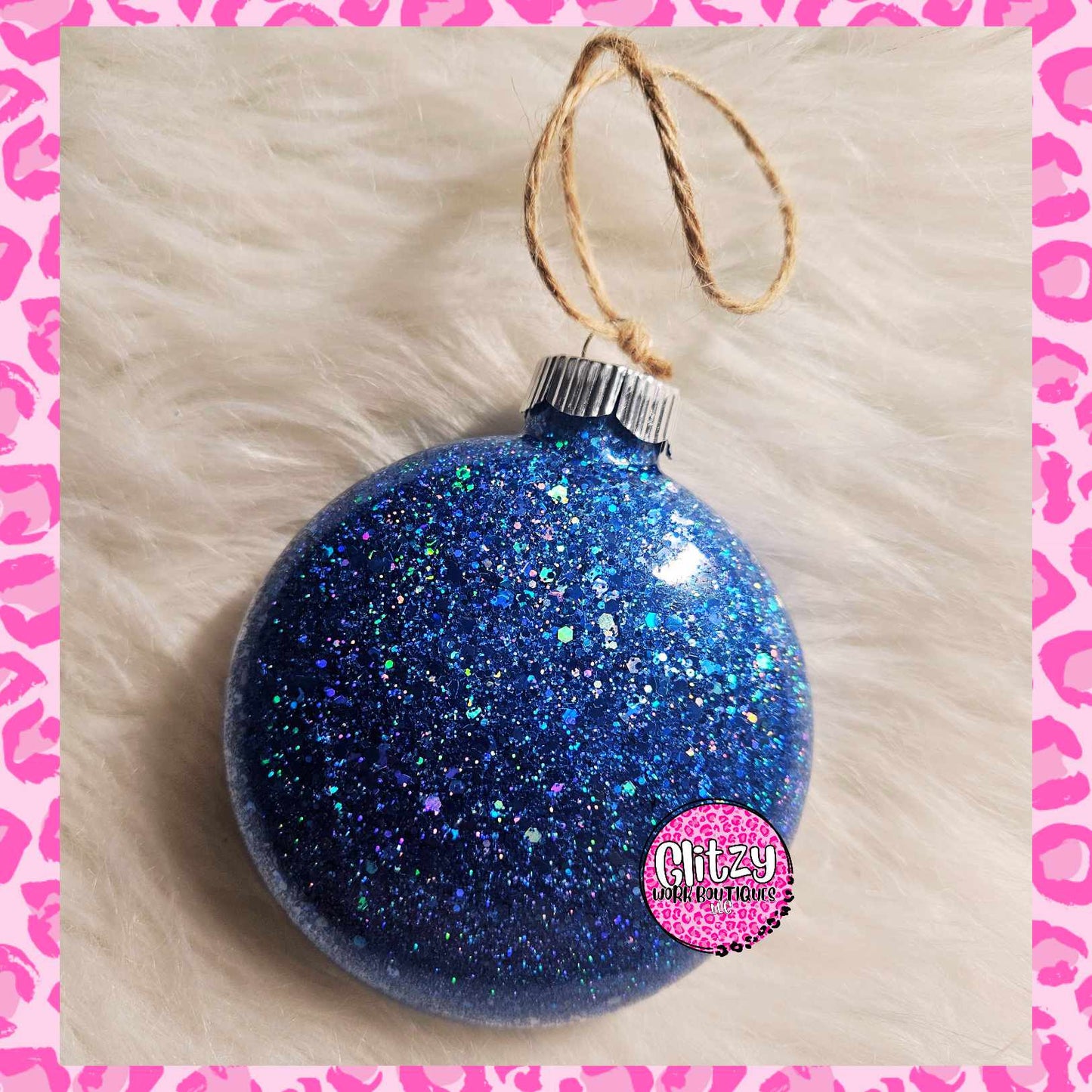 BLUE CHARACTER GLASS CHRISTMAS ORNAMENT