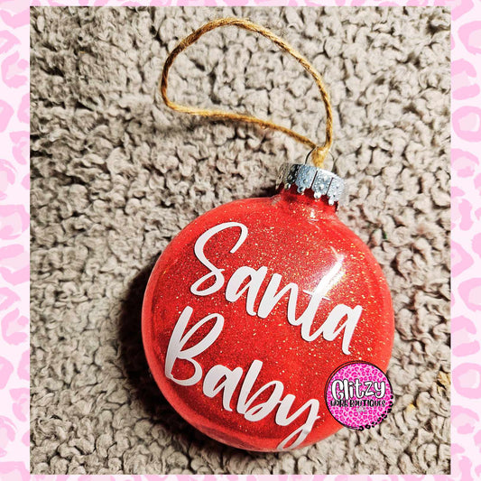 SANTA BABY GLASS CHRISTMAS ORNAMENT