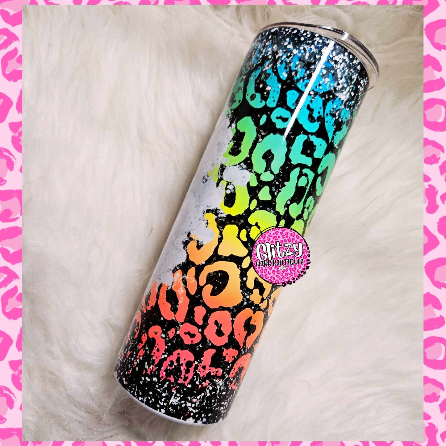 MOM LIFE LEOPARD NEON TUMBLER