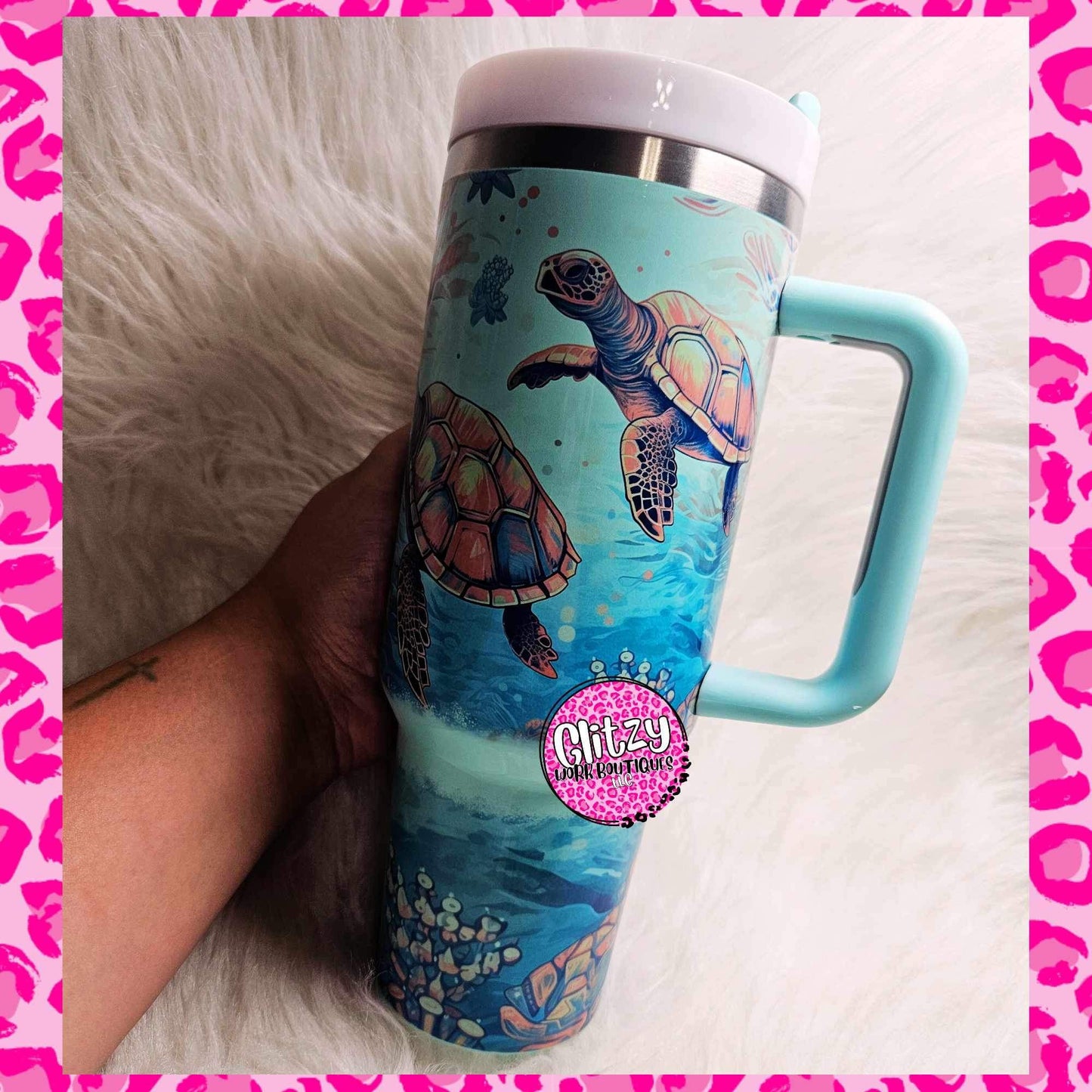 SEA TURTLE PASTEL DUPE 40OZ TUMBLER