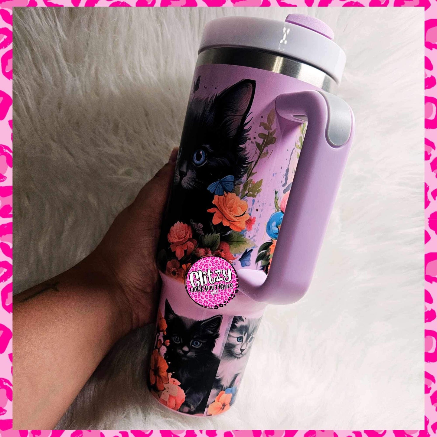 LIFE IF BETTER WITH A CAT PASTEL DUPE 40OZ TUMBLER