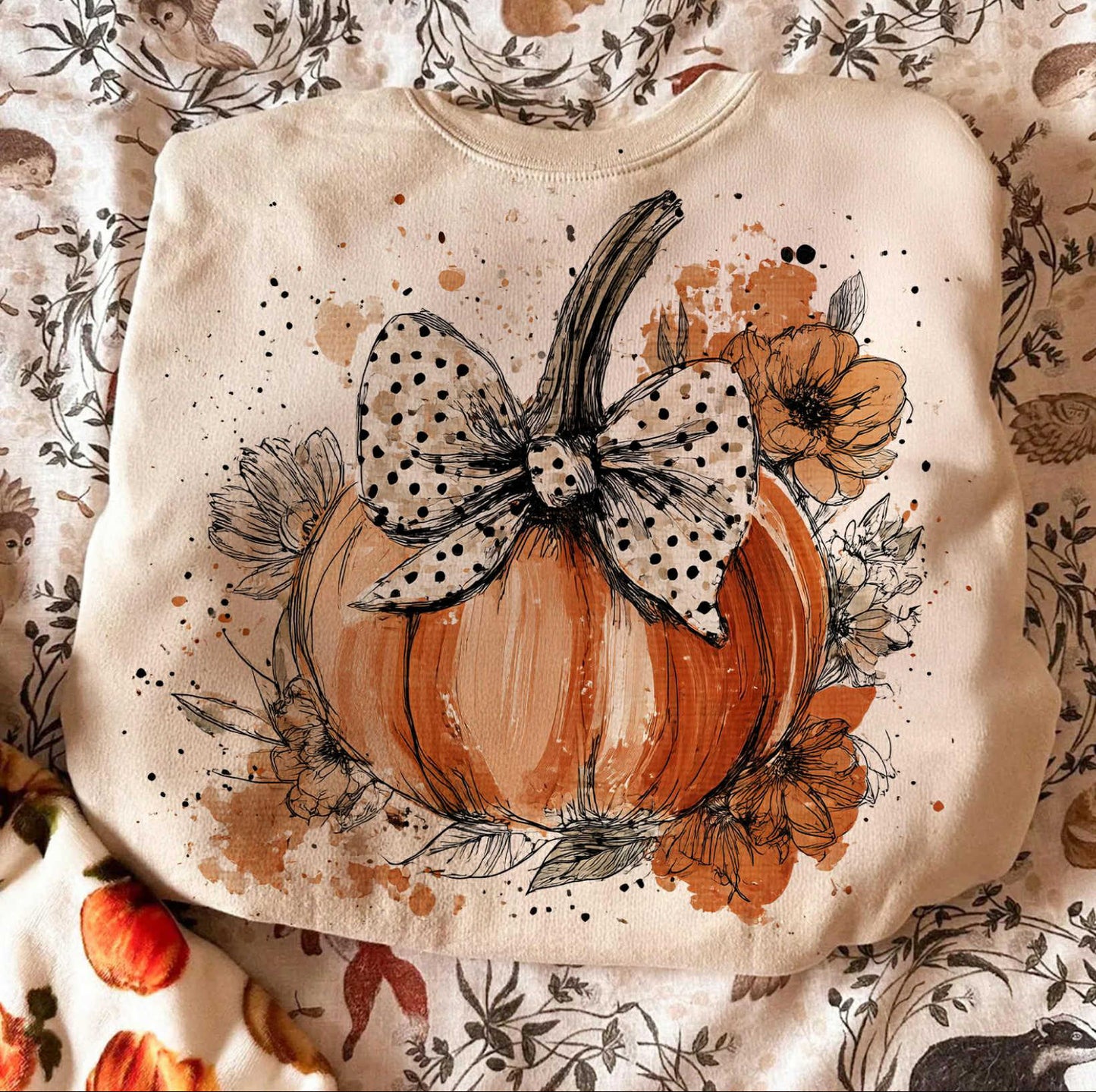BOHO FLORAL FALL PUMPKIN PRINTED APPAREL