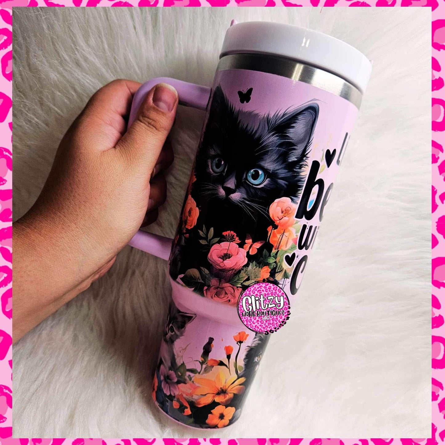 LIFE IF BETTER WITH A CAT PASTEL DUPE 40OZ TUMBLER