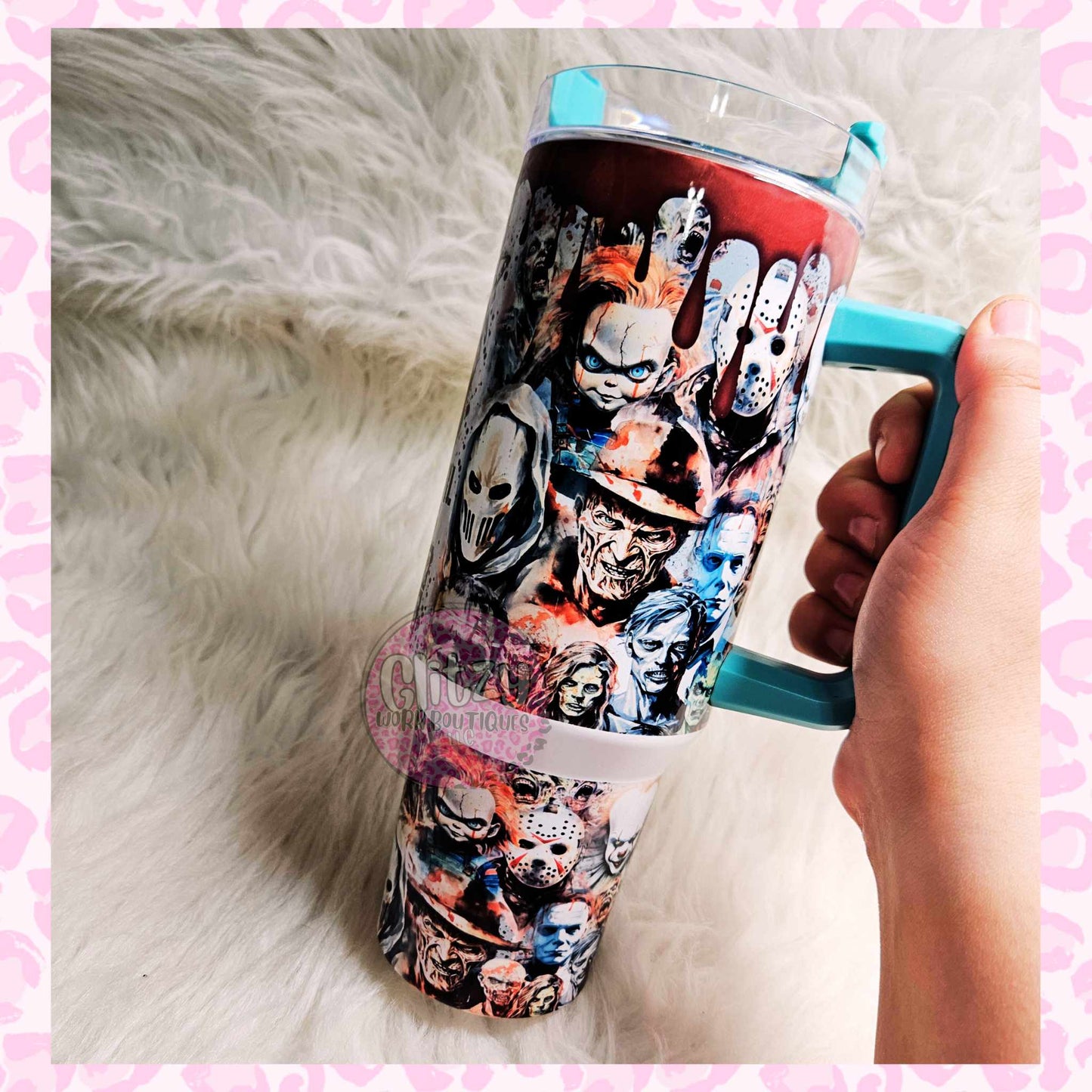 JUST A GIRL WHO LOVES HORROR MOVIES DUPE 40OZ TUMBLER