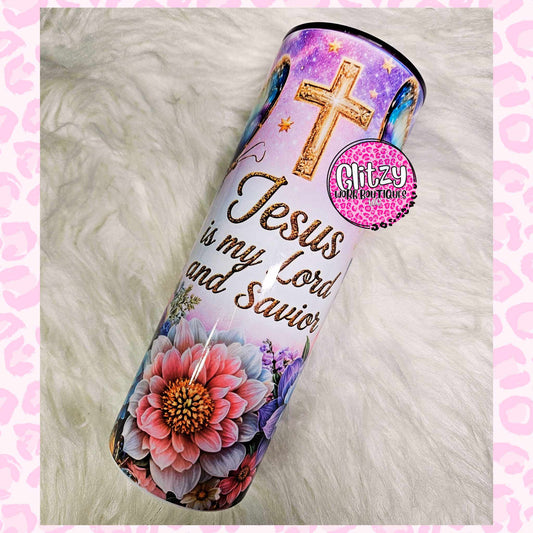 JESUS IS MY LORD AND SAVIOR GLITTERED TUMBLER