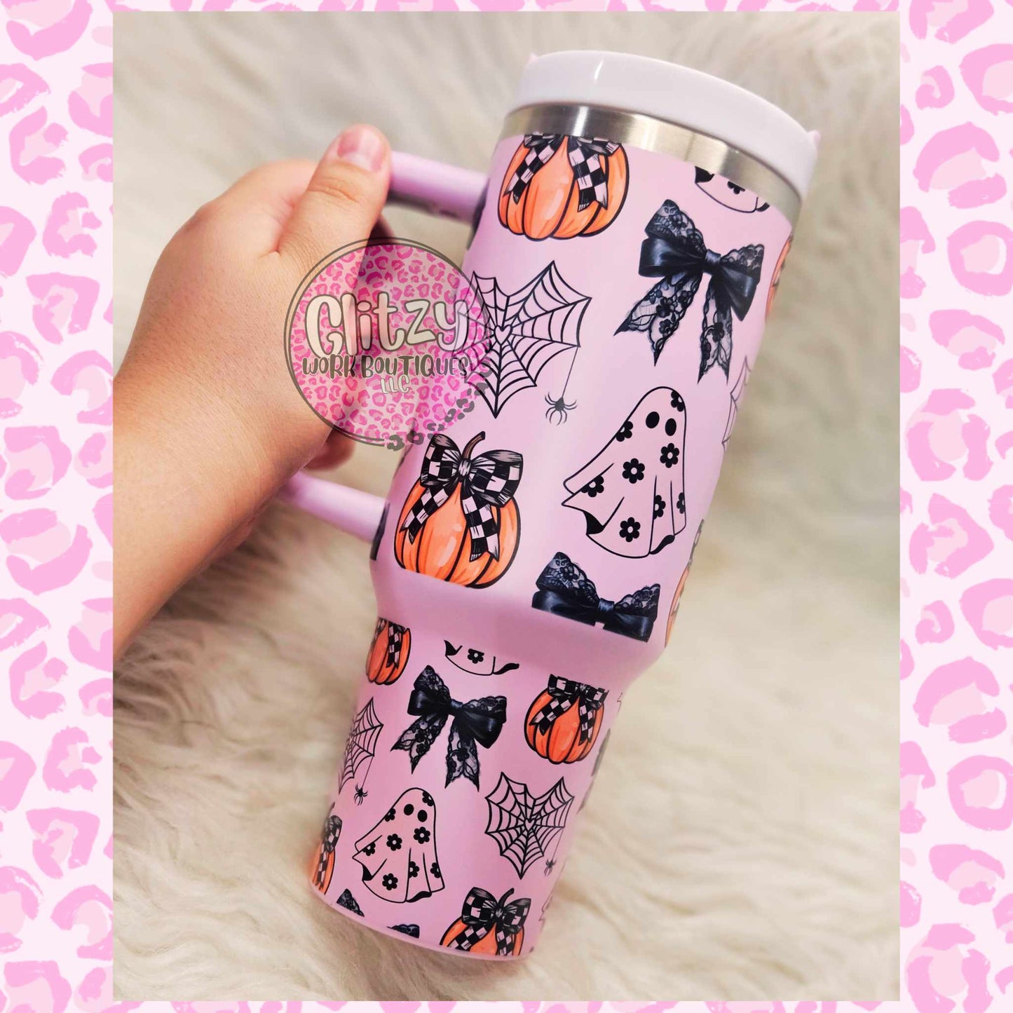 COQUETTE BOWS PUMPKINS & GHOST PASTEL DUPE 40OZ TUMBLER