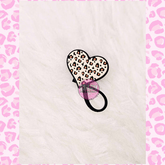 LEOPARD HEART STRAW TOPPER