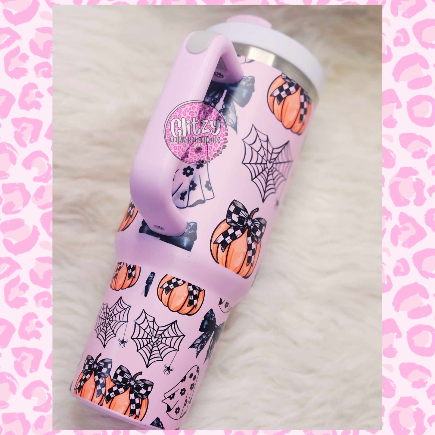 COQUETTE BOWS PUMPKINS & GHOST PASTEL DUPE 40OZ TUMBLER