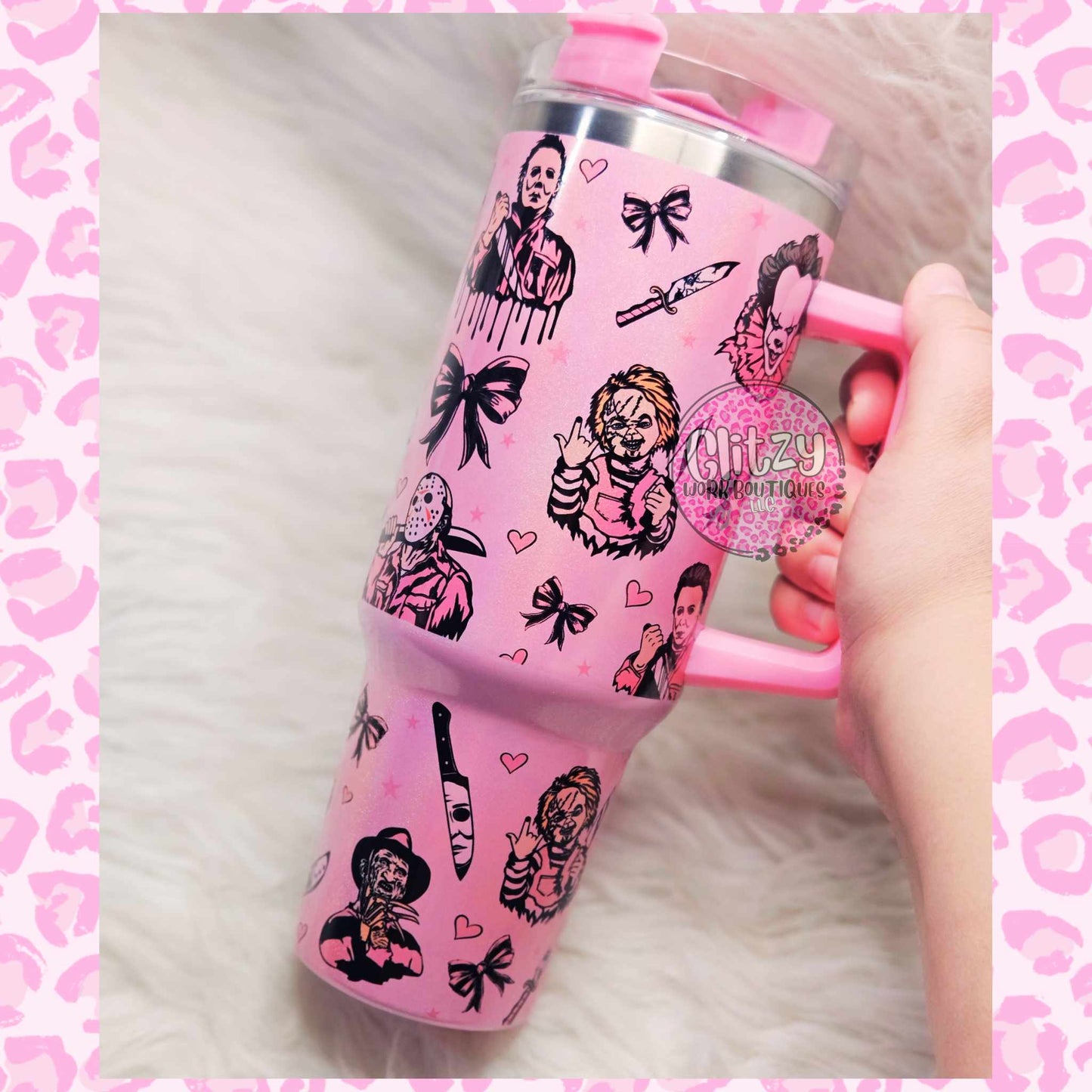 CUTE MEAN HORROR HOLOGRAPHIC DUPE 40OZ TUMBLER