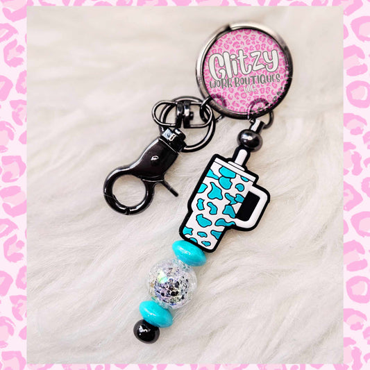 STANLEY DUPE BLACK & TEAL KEYCHAIN