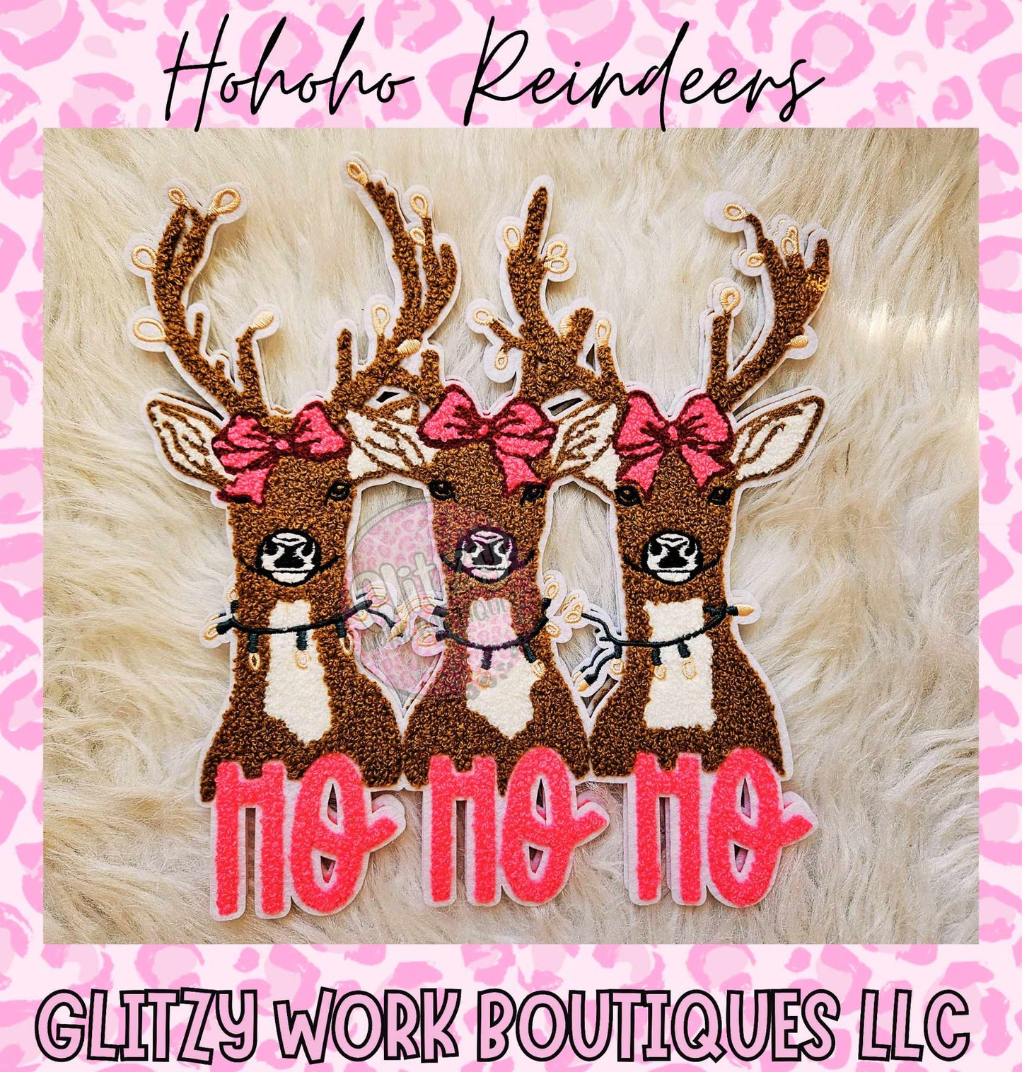 HO HO HO REINDEERS CHENILLE PATCHED APPAREL