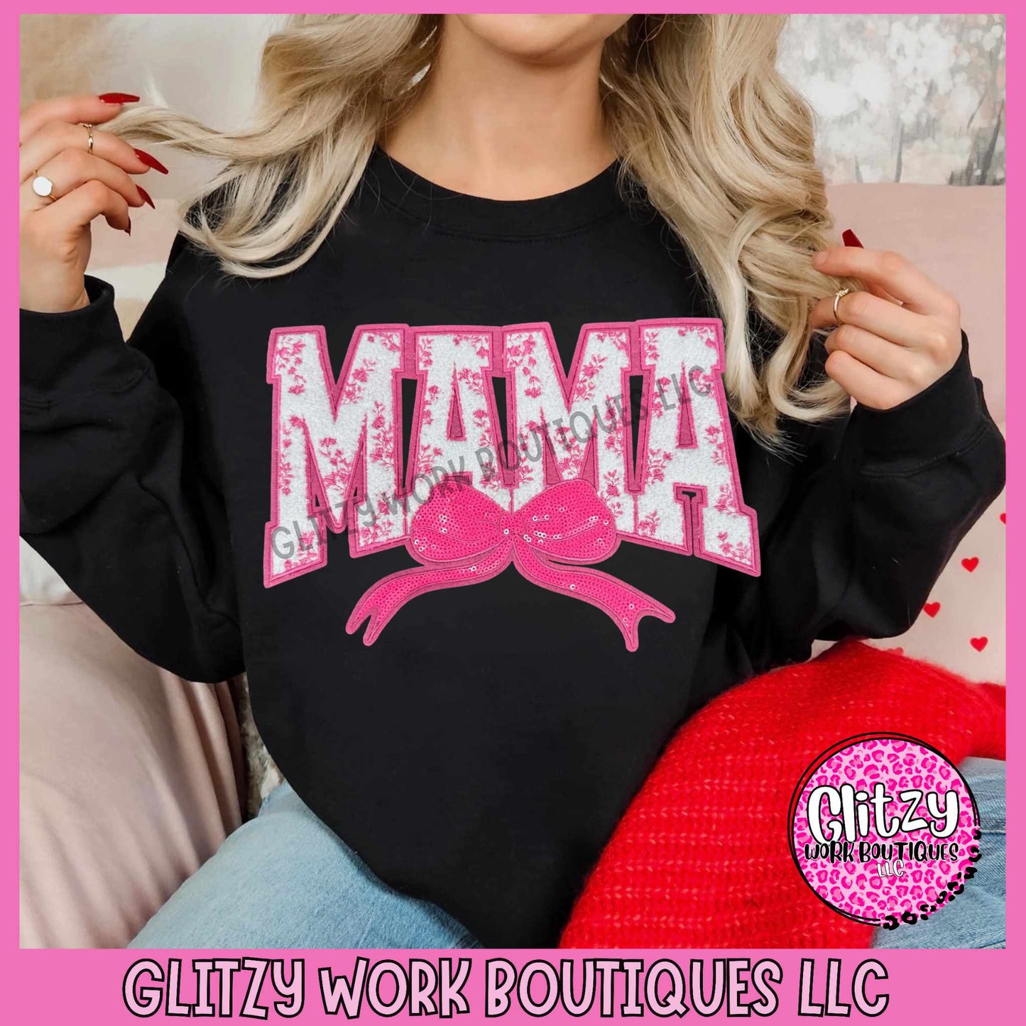 MAMA FLORAL BOW PATCHED APPAREL