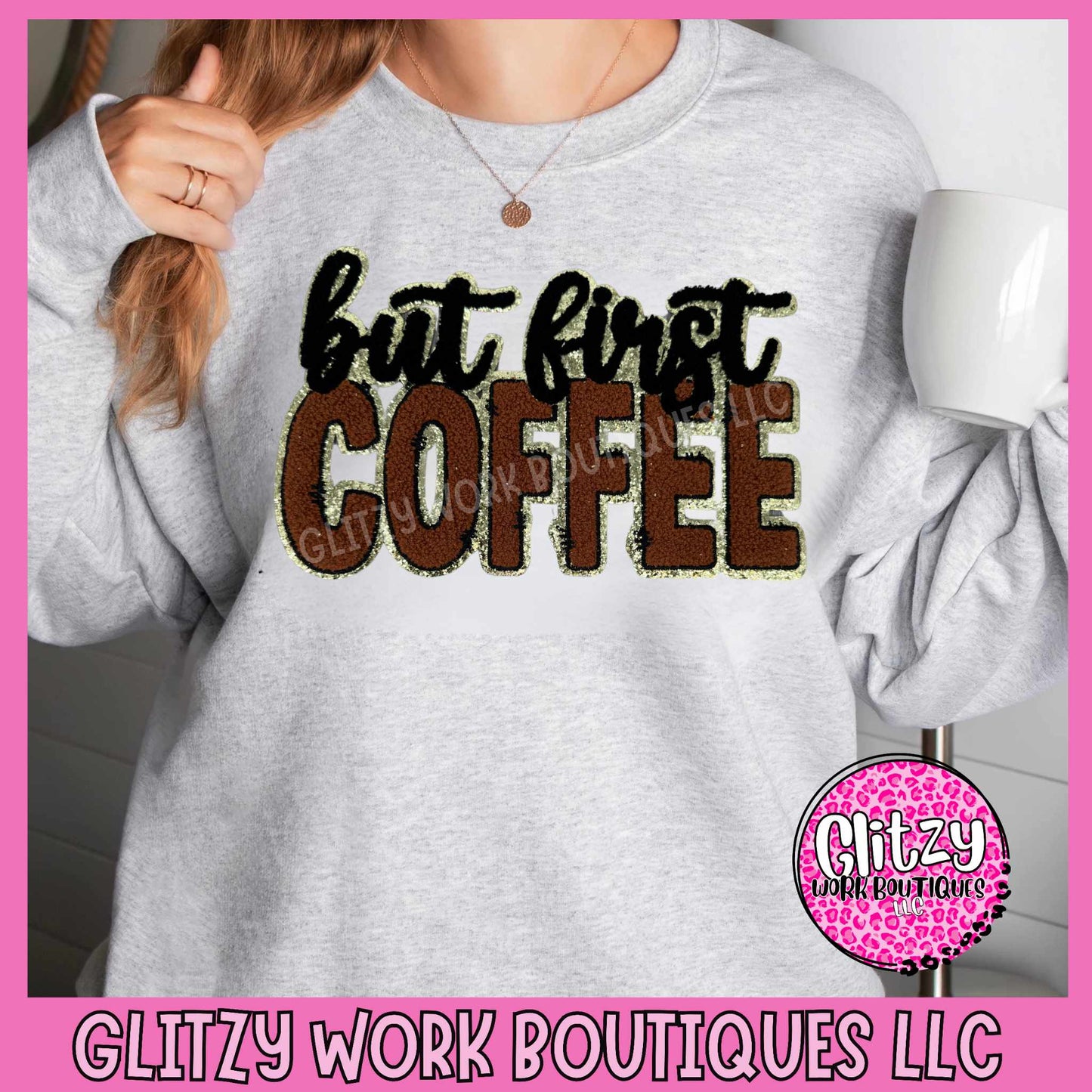 BUT FIRST COFFEE PATCHED APPAREL