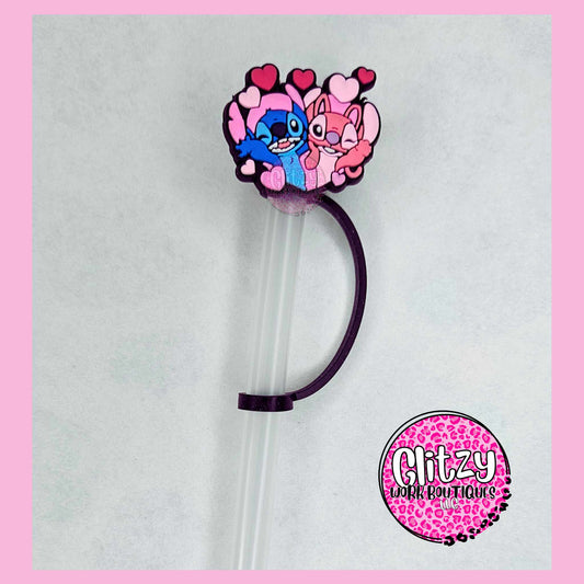 STITCH & ANGEL VALENTINE'S DAY STRAW TOPPER